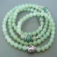 6mm Light green jade Gemstone 108 Beads Mala Bracelet