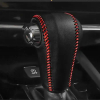 AT Leather Car Gear Head Shift Knob Cover Gear Collars for Honda Vezel HRV HR-V 2014 - 2022 Interior Accessories