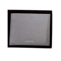 【Calvin Klein】CK皮夾男夾短夾名片夾證件夾 大象灰送禮(贈原廠紙袋紙盒)
