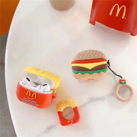 Cute Cartoon Case For AirPods Pro Fries Burger Create Cover Wireless Bluetooth earphone case for Apple AirPods 2 full Cover