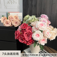 7 artificial oil painting roses, wedding bouquet, rose bouquet for outdoor wedding, artificial flowe