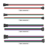 100PCS/LOT 2pin 3pin 4pin 5pin led connector Male/female JST SM Plug Connector Wire cable for 2812 2811 RGB led strip light