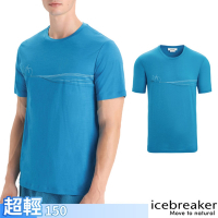 Icebreaker 男 100%美麗諾羊毛 Tech Lite II 圓領短袖上衣(單車旅途).T恤_水藍