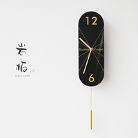 北歐風掛鐘 簡約輕奢時鐘 大理石紋巖板掛鐘 搖擺 靜音 裝飾鐘錶