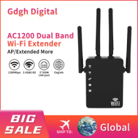 2.4G/5.8G Wifi Amplifier Wifi Repeater 1200Mbps Wifi Router Long Range Extender Home Wifi Signal Booster With 1*100M Lan Port