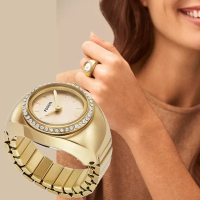 【FOSSIL】Watch Ring 晶鑽手錶戒指 戒指錶-金 母親節 送禮 禮物(ES5319)