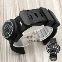 Silicone Watch Strap for Casio Protrek PRW-60/PRW-70/PRW-50/30yt Waterproof Sweat-Proof Black Outdoor Watchband Accessories 23mm