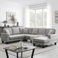 Modern U-shaped sofa,7-seater fabric profile sofa set with 3 pillows,living room lounge sofa,casual party sofa,sofa lounge chair
