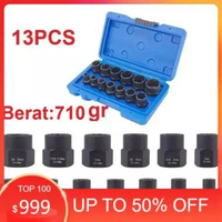 10 13 14 PCS Alat Pembuka Baut Mur Rusak 9mm-19mm Set Kunci Ring pass Damage - 10 Pcs Pendek 13 Pcs