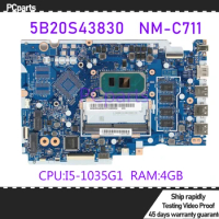 PcParts Refurbished For Lenovo S145-15IIL V15-IIL Laptop Motherboard I5-1035G1 4G RAM NM-C711 5B20S43830 5B20S43833 MB 100%