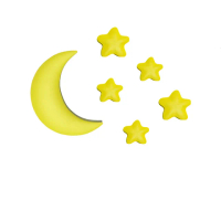 【Vanibaby】3D立體防撞壁飾(月亮+5顆黃星)