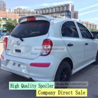 For March Spoiler 2011-2015 Nissan March Spoiler ABS plastic Material Car Rear Wing Color Rear Spoiler