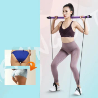 Pilates Exercise Stick Toning Bar Fitness Home Yoga Gym Body Fat Workout Abdominal Resistance Bands Arm Muscle Rope Puller Kit