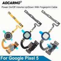 Aocarmo Home Button Fingerprint Sensor Touch ID Flex Cable Repair parts For Google Pixel 5 Power On/Off Volume Up/Down Cable