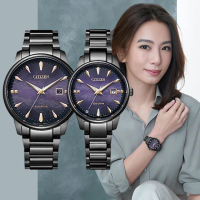 【CITIZEN 星辰】PAIR 廣告款紫夜星河時尚光動能對錶-紫x黑(BM7595-89X+EW2595-81X)