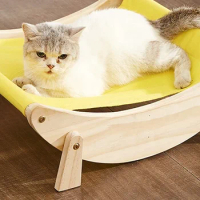 Cat Cradle Bed Cat Nest Four Seasons Universal Pet Solid Wood Shake Bed Baby Cat Small Dog Sleeping 