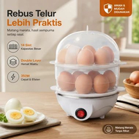 Alat Rebus Telur Listrik Elektrik Isi 14 Butir Dua Tingkat Multifungsi Otomatis Putih