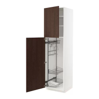 METOD 高櫃附清潔用品收納架, 白色/sinarp 棕色, 60x60x220 公分