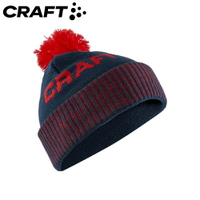 【CRAFT 瑞典 LOGO針織羊毛帽《黑》】1909898/保暖帽/彈性透氣保暖針織護耳帽/針織帽/毛線帽/