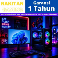 PC Rakitan AMD Ryzen 5 5600GT RAM 16GB SSD 2TB NVMe Fullset Monitor Windows 11 Office 16GB/256GB PC 
