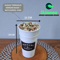 POT TANAMAN HIAS POT FLOWER GARDEN PLASTIK TINGGI TERMASUK BATU