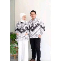 seragam batik PGRI pria dan wanita lapis furing lengan panjang bahan bsy Baju Motif Atasan Pasangan