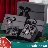 Ready-made gift box with black bow, rectangular lid-and-base gift box, birthday packaging box