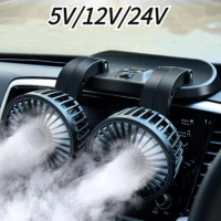 5V/12V/ Car Fan Cooling Car Fan Dual Head Usb Car Fan 2 Speeds Adjustable for Auto Cooler Air Fan Car Accessories Fan