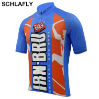 Man blue orange red white retro cycling jersey old style short sleeve bike wear jersey road jersey cycling clothing schlafly