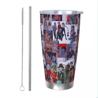 Gorillaz Music Tumbler Vacuum Insulated Rock Thermal Cup Stainless Steel Outdoor Mugs Water Bottle, 20oz
