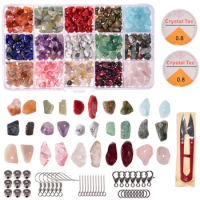 SET-017 Irregular Chips Stone Beads Natural Gemstone Beads Kit with Spacer Seed Beads Lobster Clasps Elastic for DIY Necklace