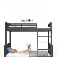 Iron Bunk Bed Height-Adjustable Bed Double Layer Solid Wood Board Upper and Lower Bunk Double Small Furniture