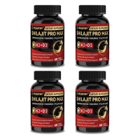 HIILEATHY Shilajit Pro Max - 60 Capsules with K2 D3 Fulvic Acid & Electrolytes for Energy Muscle Rec