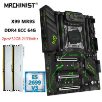 MACHINIST X99 Motherboard Set LGA 2011-3 Kit Xeon E5 2699 V3 CPU Processador DDR4 2*32GB RAM Memory ATX SSD NVME sata M.2 MR9S