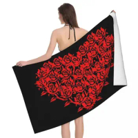 Roses In The Shape Of Heart 80x130cm Bath Towel Water-absorbent For Picnic Towel Great Gift