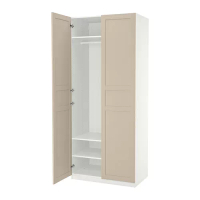 PAX/FLISBERGET 衣櫃/衣櫥, 白色/淺米色, 100x60x236 公分