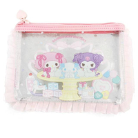 小禮堂 【限購】Sanrio 三麗鷗 x 粧美堂 透明PVC扁平收納包 (緞帶款) 美樂蒂 酷洛米 大耳狗