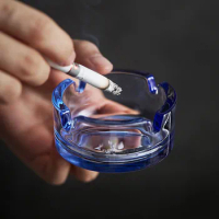 Lead-free Glass Ashtray MiniAsh Holder Clear Cigarette Ash Holder 70MM Smoking Accessories Hotel Home Table Decoration For Woman