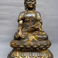 wholesale factory 22" Bronze gild sculpture China carved buddhism pagoda buddha copper Statue
