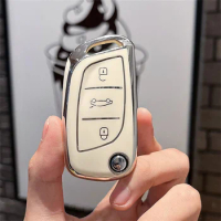 New 3 Button Car Fold Key Case Full Cover For Peugeot Citroen C1 C2 C3 C4 C5 DS3 DS4 DS5 DS6 Auto Key Shell Accessories Keychain