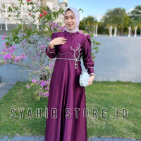 Roose Dress Kondangan Mayung Dress Satin Mix Payet Gamis Wanita  Mewah