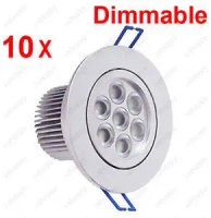 10X Dimmable 7W LED Recessed Ceiling Downlight Cabinet Light Fixture Lamp Bulb