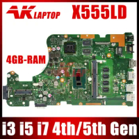 X555LD Notebook mainboard V2G GPU I3 I5 I7 CPU 4GB RAM For ASUS F555L A555L K555L X555LN X555LJ X555LP X555LB Laptop motherboard