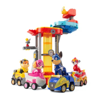 Paw Patrol Lookout Tower Toys Super Energy Power Dog Team Pull-back Vehicle Building Blocks Watchtower Super Rescue Kids Gifts