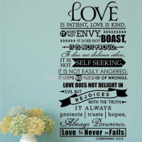 Bible Wall Stickers - Love Is Patient Scripture Quote Wall Decal Bible Verses Wall Art Decor