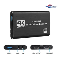 4K HDMI Game Capture Card USB3.0 1080P Reliable Portable Capture Card Device for Streaming Live Broadcasts Video Recording