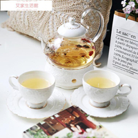 英式茶具陶瓷玻璃蠟燭水果茶壺 英式下午茶茶具 歐式花茶杯套裝花茶茶具LX【摩可美家】