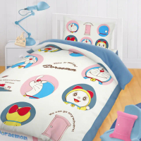 【享夢城堡】單人床包雙人薄被套三件組(哆啦A夢DORAEMON 百變生活-米)