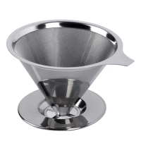 Reusable Coffee Filter Holder Double Layer Stainless Steel Pour Over Coffees Dripper Mesh Coffee Tea Strainer Coffee Accessories