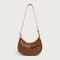 High-quality textured crossbody women's bag 2024 new niche design crescent bag Y2K biker bag single 